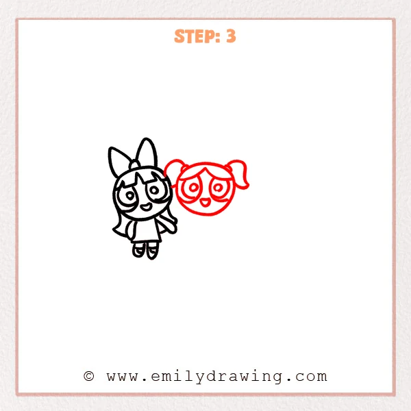 how to draw a powerpuff girls - Step 3